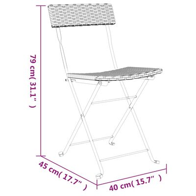 vidaXL foldbare bistrostole 8 stk. polyrattan og stål grå