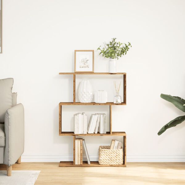 vidaXL bogreol/rumdeler 70x24x97 cm 3 niveauer konstrueret træ hvid