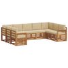 vidaXL Sektionalsofa s&aelig;t 9 pcs Naturlig og Beige Massivt Akacietr&aelig;