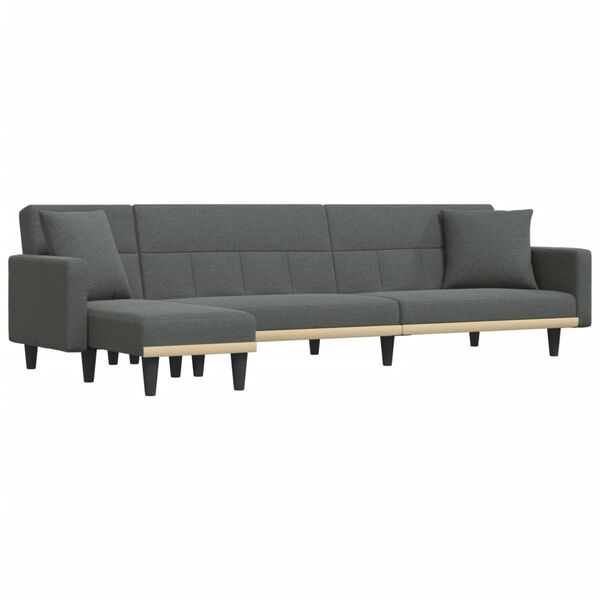 vidaXL L-formet sovesofa 275x140x70 cm stof m&oslash;rkegr&aring;