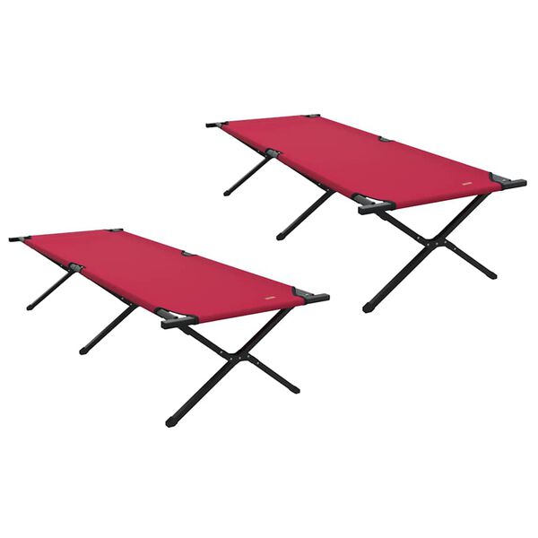 vidaXL Foldende Camping Seng 2 pcs R&oslash;d 210 x 80 x 46 cm Oxford stof