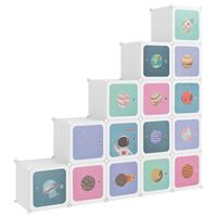 vidaXL opbevaringsreol til børn 15 kubeformede kasser PP hvid