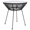 vidaXL havebord &Oslash;70x74 cm rattan og glas sort