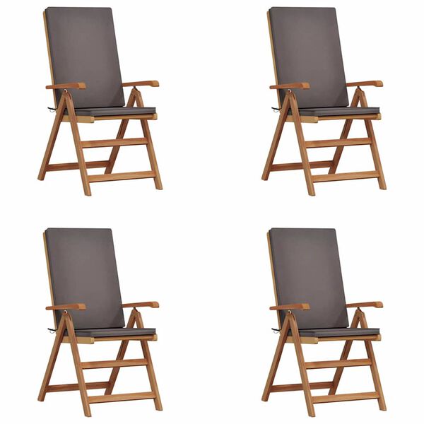vidaXL Have Stol med pude 4 pcs Brun 57 x 71.5 x 104cm Massivt teaktræ