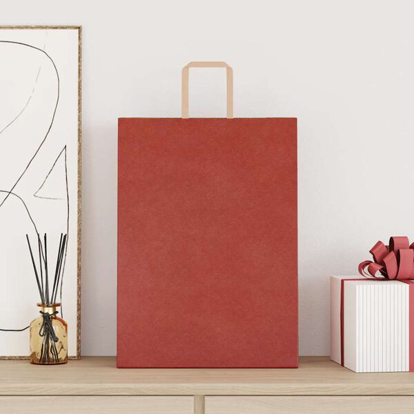 vidaXL papirposer 50 stk. med h&aring;ndtag 32x17x44 cm r&oslash;d