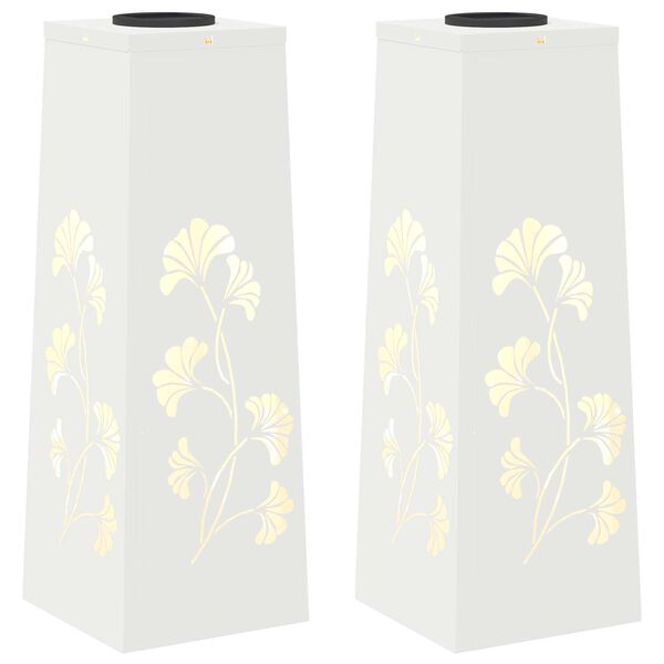 vidaXL Solar LED sti lys 2 pcs Hvid Koldvalset St&aring;l