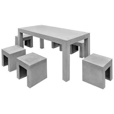 Udendørs spisebordssæt 7 dele beton