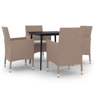 vidaXL spisebordss&aelig;t til haven 5 dele med hynder polyrattan og glas