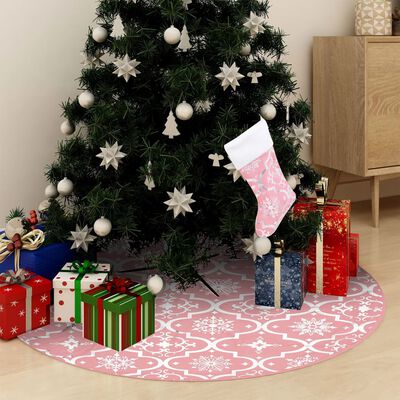 vidaXL luksuriøs skjuler til juletræsfod med julesok 90 cm stof pink
