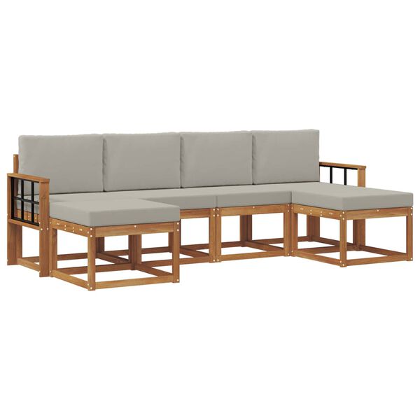 vidaXL Udend&oslash;rs sofagruppe med pude 6 pcs Naturlig og Lys Gr&aring;