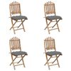 vidaXL udendørs spisebordssæt 5 dele med hynder foldbart bambus