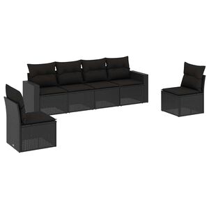 vidaXL sofas&aelig;t til haven 6 dele med hynder polyrattan sort
