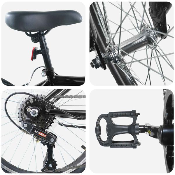 vidaXL B&oslash;rnecykel 20 tommer 6-Speed til b&oslash;rn i alderen 6-11 &aring;r Sort