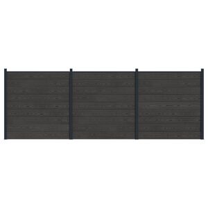 vidaXL Hegnss&aelig;t 3 stk. 526 x 186 cm WPC og Aluminium Sort