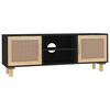vidaXL tv-bord 105x30x40 cm massivt fyrretr&aelig; og naturlig rattan sort