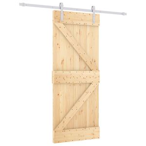 vidaXL Skyded&oslash;r Natur og hvid 85 x 210 cm Massivt Fyrretr&aelig;