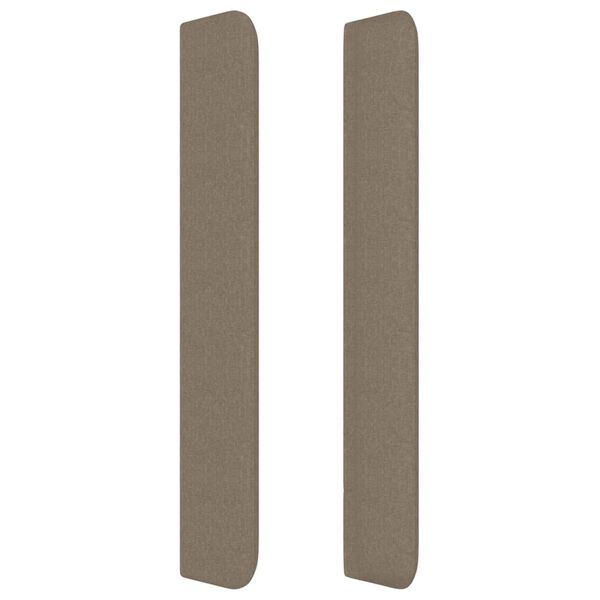 vidaXL sengegavl med kanter 183x16x118/128 cm stof gr&aring;brun