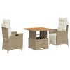 vidaXL spisebordss&aelig;t til haven 3 dele med hynder polyrattan beige