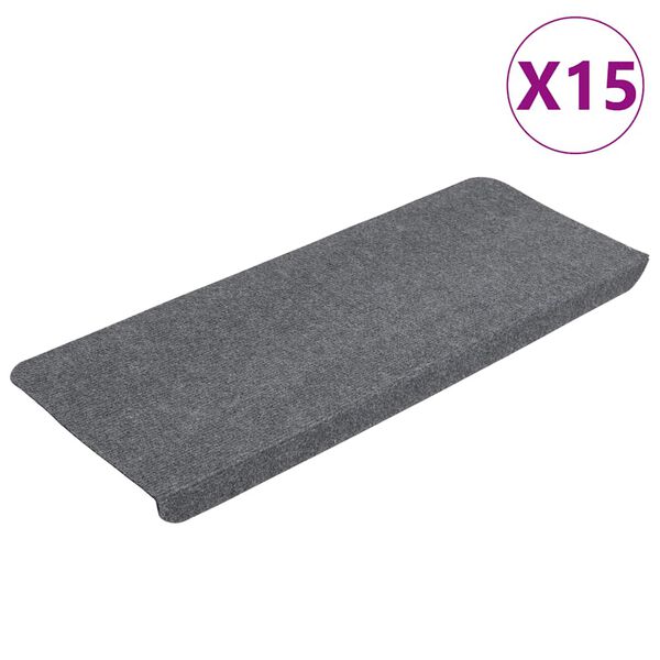 vidaXL selvkl&aelig;bende trappem&aring;tter 15 stk. 65x24,5x3,5 cm gr&aring;