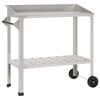 vidaXL Pottebord med hjul 96 x 50 x 89 cm Rustfrit st&aring;l S&oslash;lv