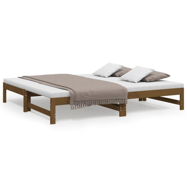 vidaXL daybed med udtræk 2x(90x190) cm massivt fyrretræ gyldenbrun