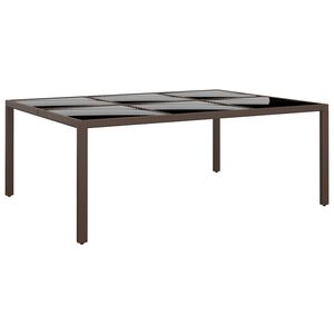 vidaXL havebord med glasplade 200x150x75 cm rattan brun