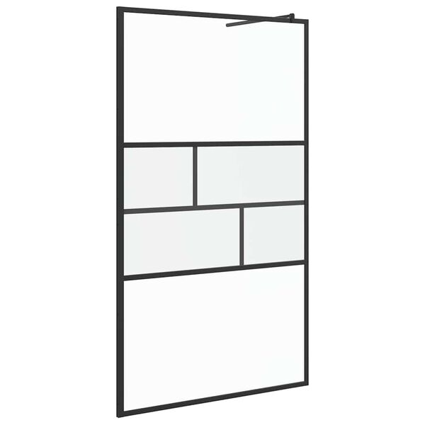 vidaXL Walk-in brusev&aelig;g Sort 80 x 195 x 0.5 cm Glas og Aluminium