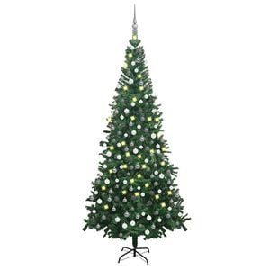 vidaXL kunstigt juletr&aelig; med lys og kugles&aelig;t 240 cm gr&oslash;n