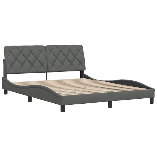 vidaXL sengeramme uden madras 160x200 cm stof m&oslash;rkegr&aring;