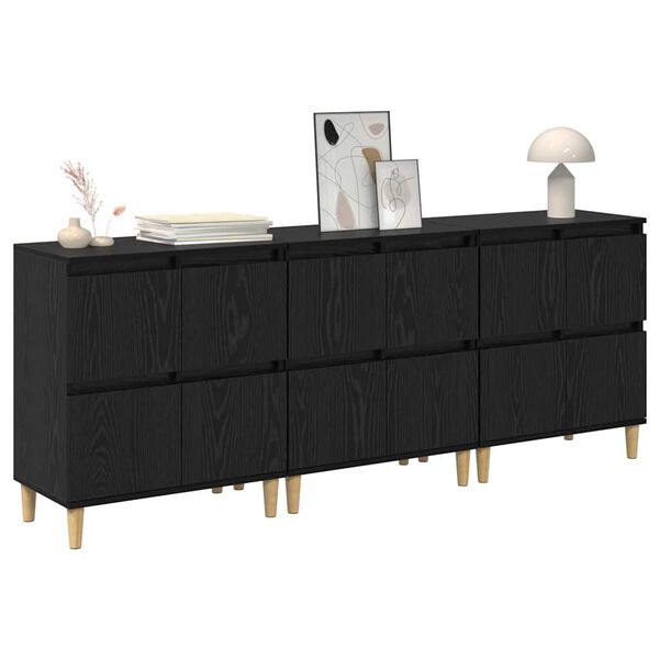 vidaXL Sideboards 3 pcs Sort eg 60 x 35 x 70 cm Konstrueret tr&aelig;