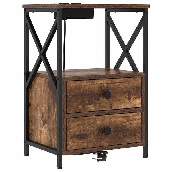 vidaXL Natskab med skuffe R&oslash;get eg 40 x 31 x 60 cm Konstrueret tr&aelig;