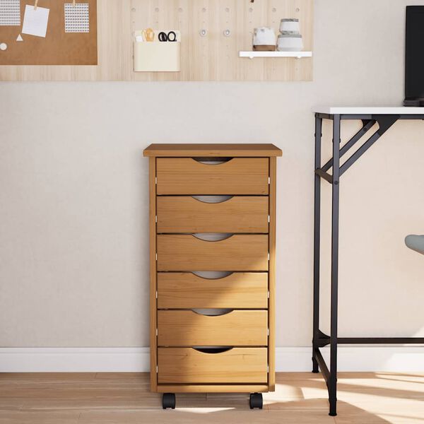 vidaXL skuffeskab MOSS massivt fyrretræ gyldenbrun