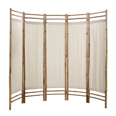 vidaXL foldbar 5-panels rumdeler bambus og kanvas 200 cm