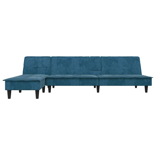 vidaXL L-formet sovesofa 255x140x70 cm velour m&oslash;rkegr&oslash;n