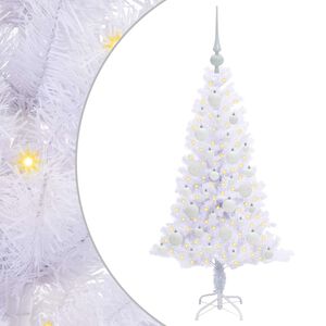 vidaXL Kunstigt juletr&aelig; med 150 LED'er Hvid 120 cm PVC og St&aring;l