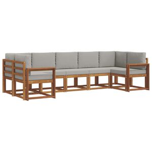 vidaXL Udend&oslash;rs sofagruppe med pude 7 pcs Naturlig og Lys Gr&aring;