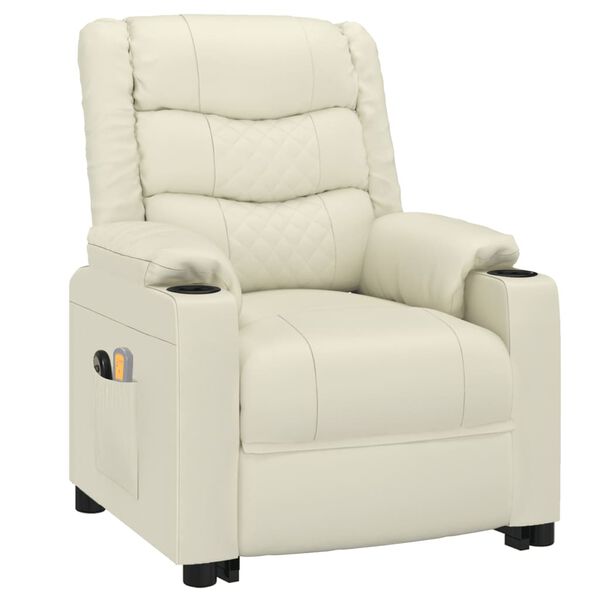 vidaXL massagestol med løftefunktion kunstlæder cremefarvet