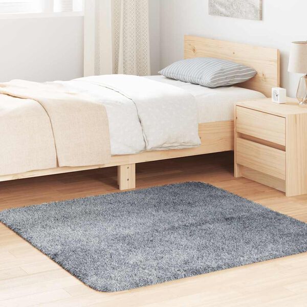 vidaXL shaggy gulvtæppe NAVARRA 120x120 cm høje luv polyester lysegrå