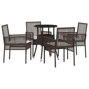vidaXL Have Spisebordss&aelig;t 5 pcs Brun polyrattan