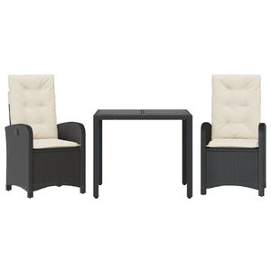 vidaXL spisebordss&aelig;t til haven 5 dele med hynder polyrattan sort