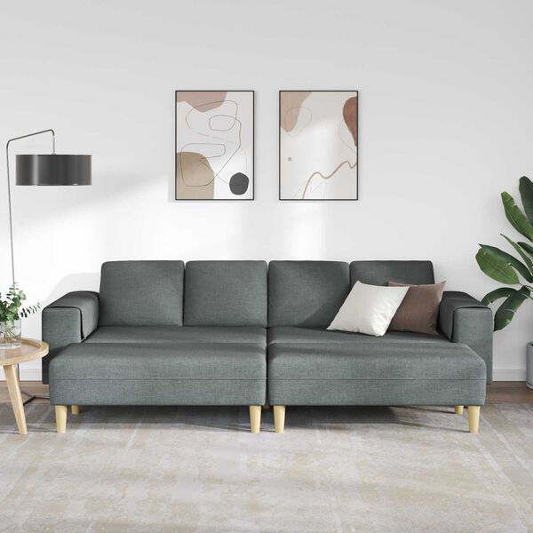 vidaXL Stue Sofa 3 pcs M&oslash;rkegr&aring; Polyester