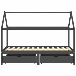 vidaXL sengestel til b&oslash;rn + skuffer 90x200 cm massiv fyr m&oslash;rkegr&aring;