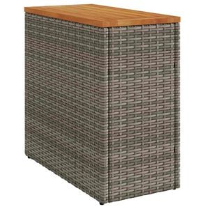 vidaXL havesidebord med trætop 58x27,5x55 cm polyrattan grå