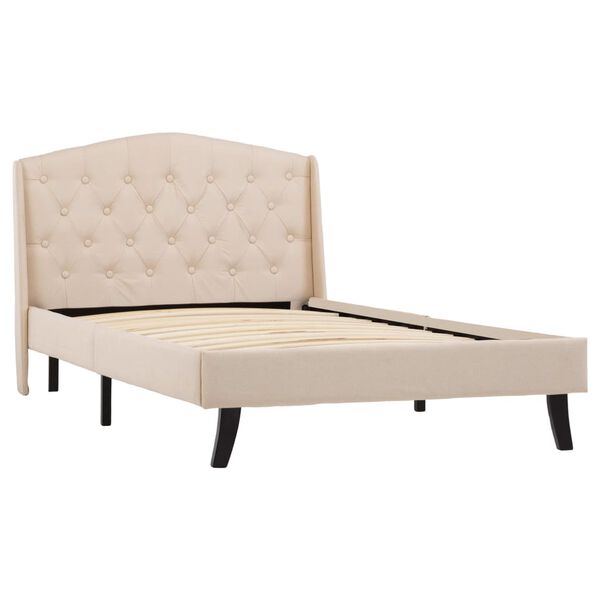 vidaXL sengestel 100x200 cm stof cremefarvet