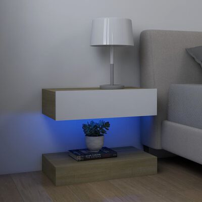 vidaXL tv-borde med LED-lys 2 stk. 60x35 cm hvid og sonoma-eg
