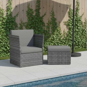 vidaXL havestol med fodskammel polyrattan antracitgr&aring;