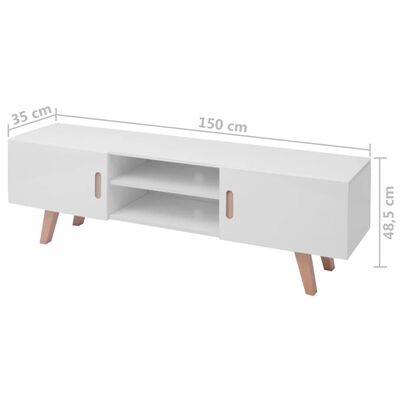 vidaXL tv-bord 150x35x48,5 cm MDF hvid højglans