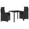 vidaXL Udend&oslash;rs spise s&aelig;t 3 stk. Sort polyrattan