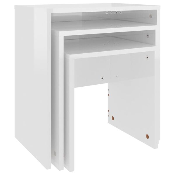 vidaXL indskudsborde 3 stk. konstrueret tr&aelig; hvid h&oslash;jglans