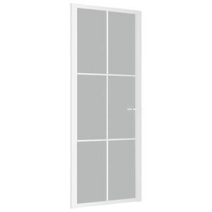 vidaxL d&oslash;r 83x201,5 cm mat glas og aluminium hvid